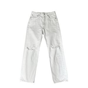 AGOLDE High Rise Distressed Wide Leg Jeans White Size 26